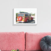 Houten stationwagen canvas afdruk (Insitu (Woonkamer))