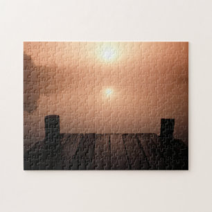 Houten Steiger aan het Meer bij Zonsondergang Ne Legpuzzel