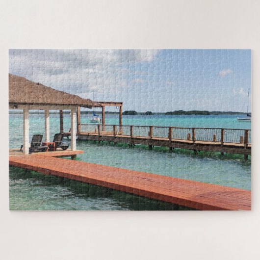 Houten Steiger Boven Turquoise Water Legpuzzel (Horizontaal)