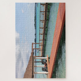 Houten Steiger Boven Turquoise Water Legpuzzel
