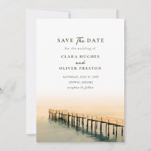 Houten Steiger Key West Zeewater Aquarel Bruiloft Save The Date