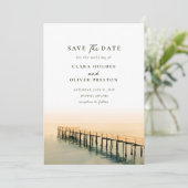 Houten Steiger Key West Zeewater Aquarel Bruiloft Save The Date (Staand voorkant)