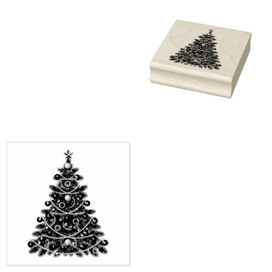 Houten stempel/Kerstdboom Rubberstempel (Gestempeld)