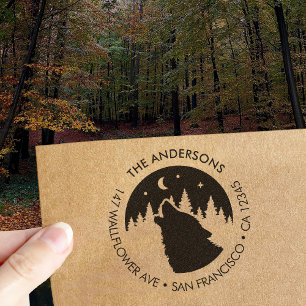 Houten stempel met eigen familienaam Wolf Maan Ret