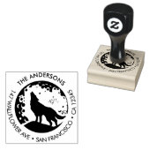 Houten stempel met eigen familienaam Wolf Moon Ret (Gestempeld)