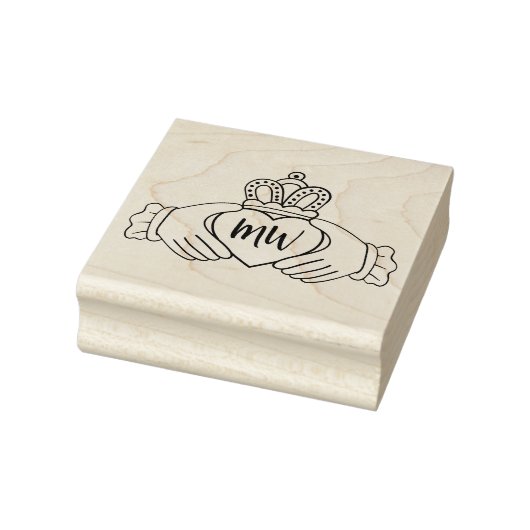 Houten stempel met handen en kroon (Stempel)