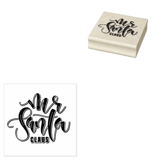 Houten stempel met kerstman (Gestempeld)