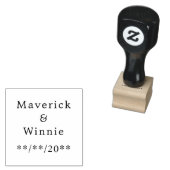 Houten stempel met naam van het koppel en datum (Gestempeld)