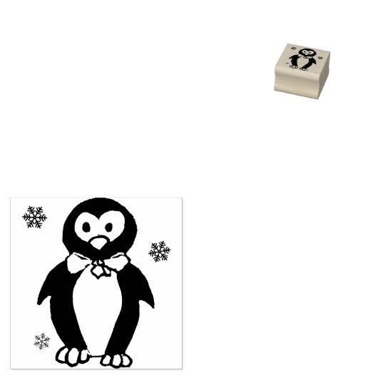 Houten stempel - pinguïn (Gestempeld)