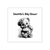 Houten stempel teddybeer baby shower (Afrduk)