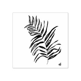 Houten stempel van handgetekende palmblad