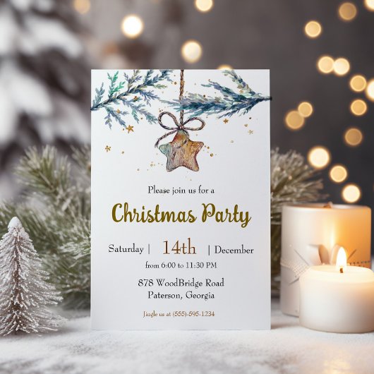 Houten Ster Ornament Kerstfeest Kaart