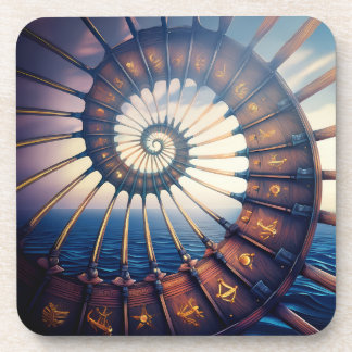 Houten sterrenportaal op het water bier onderzetter