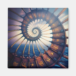 Houten sterrenportaal op het water magneet