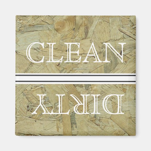 Houten Stijl Afwasmachine Magneet Schoon & Vuil (Voorkant)