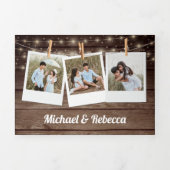 Houten stoffige Rozen Mason Jar String Lights Wedd Drieluik Uitnodiging (Cover)