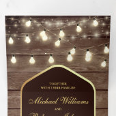 Houten stoffige Rozen Mason Jar String Lights Wedd Drieluik Uitnodiging (Binnenzijde eerst)