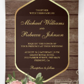 Houten stoffige Rozen Mason Jar String Lights Wedd Drieluik Uitnodiging (Binnenkant midden)