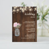 Houten String Lights Bloemenpot Trouwdetail Informatiekaartje (Staand voorkant)