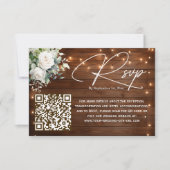 Houten String Lights Rozen QR Code Huwelijk RSVP (Voorkant)