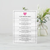 Houten structuur trouwreceptie dinermenu op landel menu (Staand voorkant)