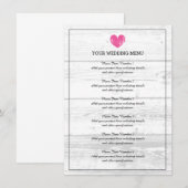 Houten structuur trouwreceptie dinermenu op landel menu (Voorkant / Achterkant)