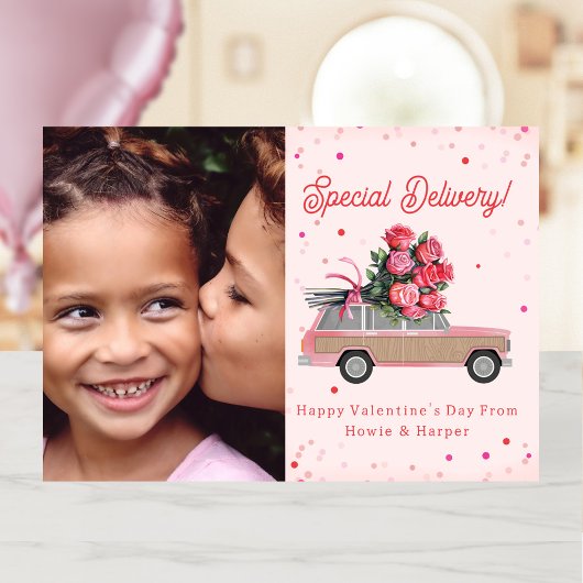 Houten SUV Rozen Foto Valentijn Kaart