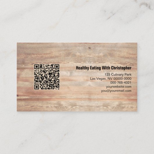 Houten tabel Persoonlijke Chef QR-code instellen Visitekaartje (Achterkant)