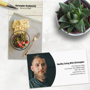 Houten tafel maaltijden Aangepaste foto Visitekaartje