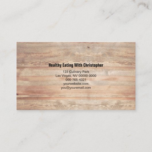 Houten tafel Persoonlijke Chef instellen Visitekaartje (Achterkant)