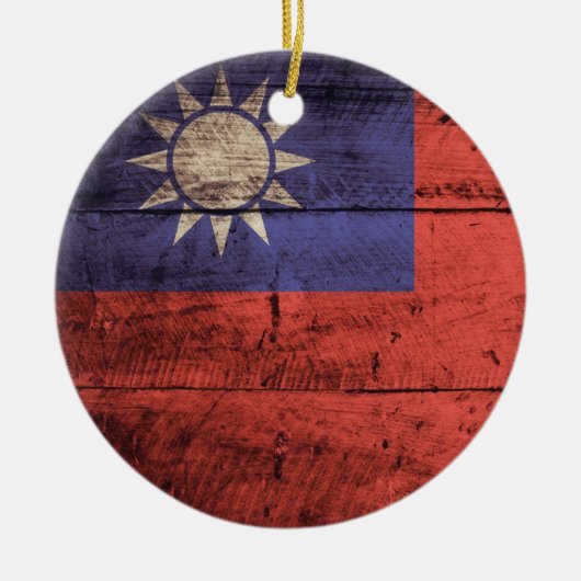 Houten Taiwanese vlag Keramisch Ornament (Voorkant)