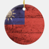 Houten Taiwanese vlag Keramisch Ornament (Achterkant)