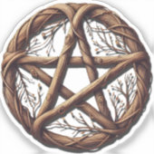 Houten Tak Pentakel Heksenbruiloft Sticker (Voorkant)