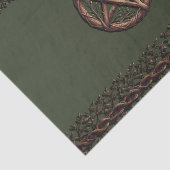 Houten Tak Pentakel Olijfgroen Wiccaans Tissuepapier (Detail)