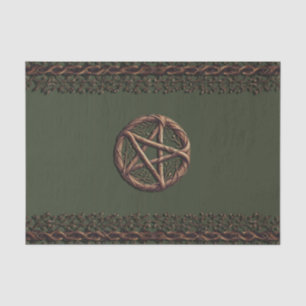 Houten Takje Pentakel Olijfgroen Wicca Tissuepapier