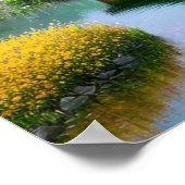 Houten tempel in Japanse tuin Poster (Hoek)