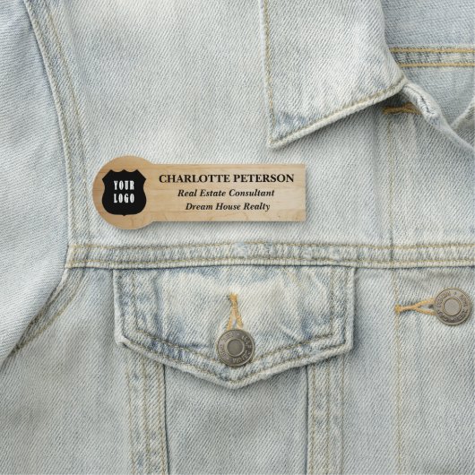 Houten Textuur Custom Realtor of Vastgoed Logo Naamplaatje (In situ)