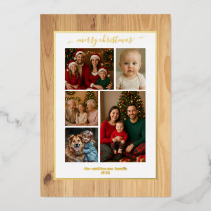 Houten textuur folie familie Foto Kerstmis echt Uitnodiging