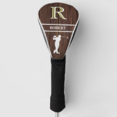 Houten Textuur Gepersonaliseerde Monogramnaam Golfheadcover (Voorkant)