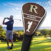 Houten Textuur Gepersonaliseerde Monogramnaam Golfheadcover
