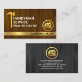 Houten Textuur Hamer Jouw naam in Goud Visitekaartje (Voorkant / Achterkant)