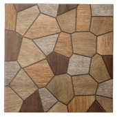 Houten Textuur Mozaïek Kunst Tegeltje (Voorkant)