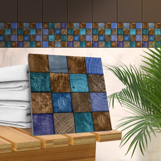 Houten Textuur Mozaïek Kunst Tegeltje