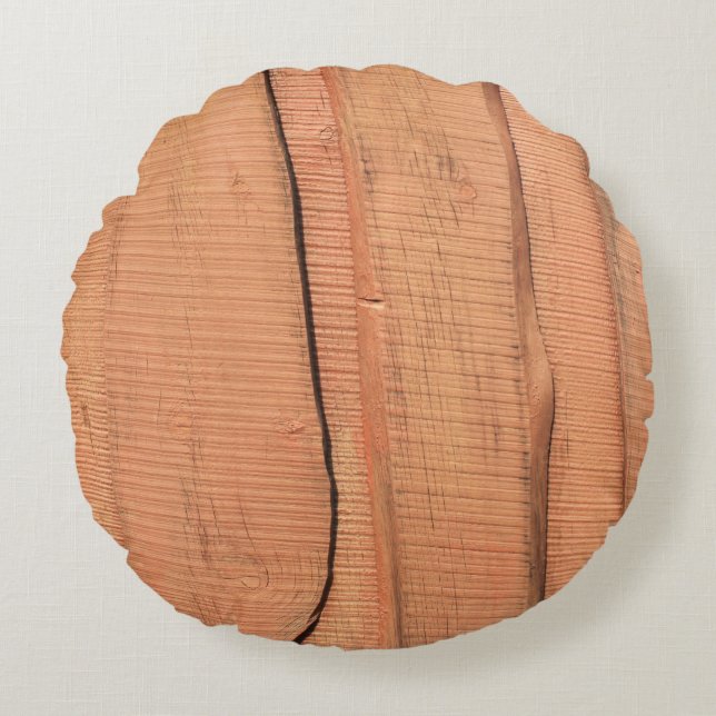 Houten textuur rond kussen (Voorkant)