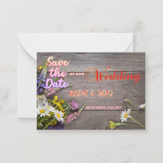 Houten textuur Save the Date Notitiekaartje (Voorkant)