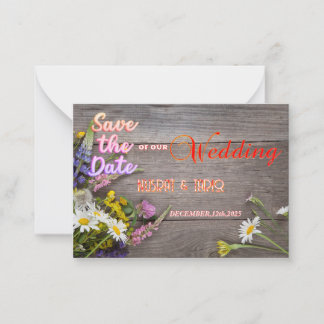 Houten textuur Save the Date Notitiekaartje