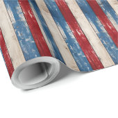 houten textuur USA vlag patriottisch juli 4 Cadeaupapier (Rol Hoek)