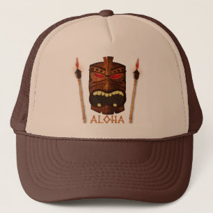 Houten Tiki Aloha Retro Hawaiaanse Zomer Custom Trucker Pet