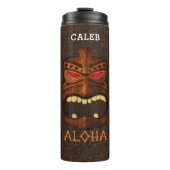  Houten Tiki Mask Custom Name Thermosbeker (Voorkant)