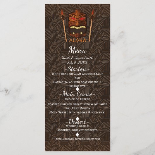 Houten Tiki Mask  Retro ALOHA Hawaiian Menu (Voorkant)